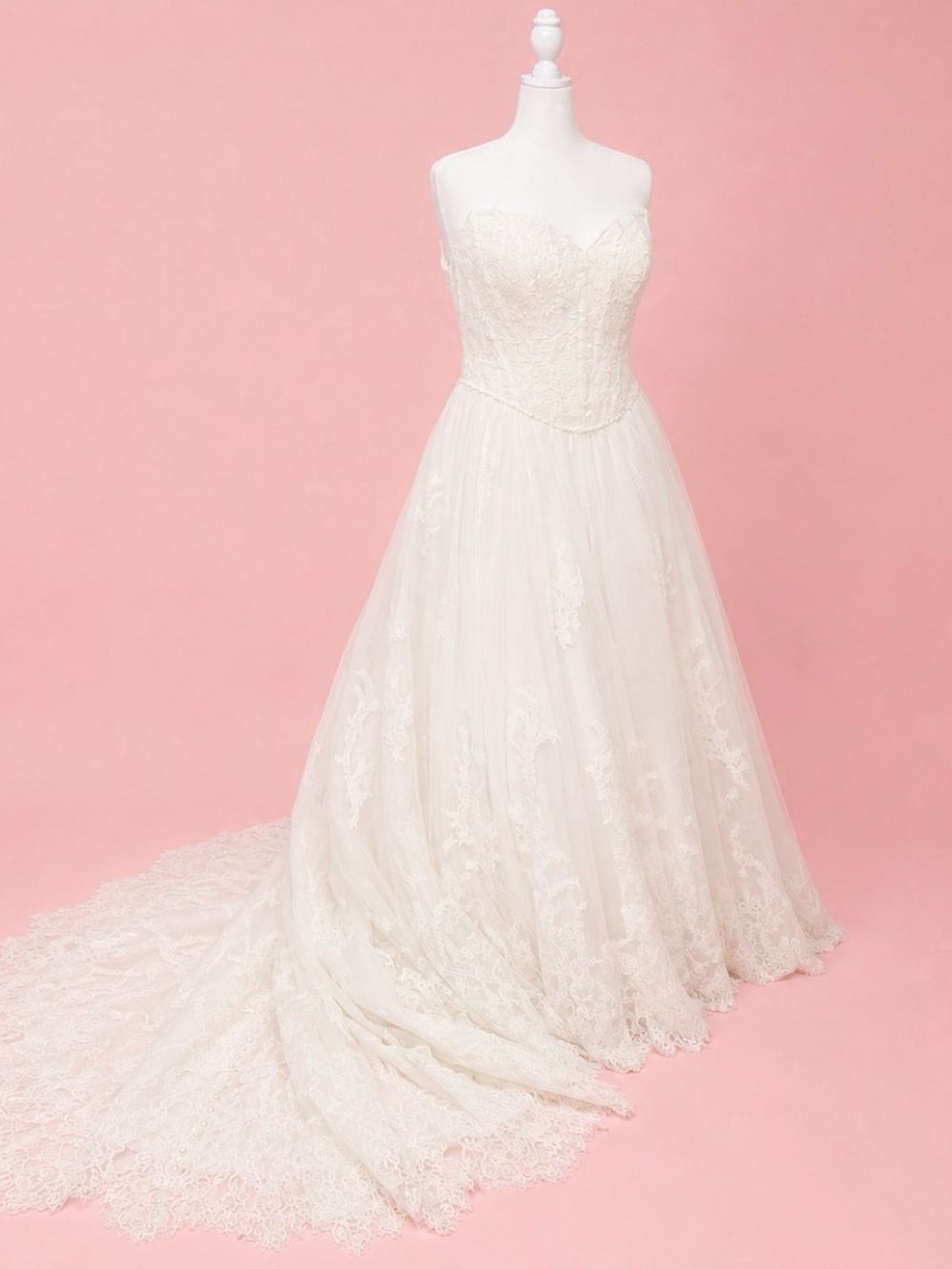 Allure Couture Strapless Lace Ball Gown Wedding Dress in Ivory - Picture 6 of 12